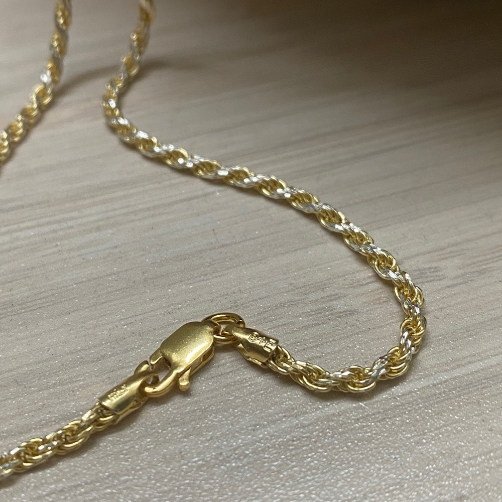 14K Gold Rope Chain •  Rope Chain • Real Silver • Men Chain 22” - Picture 5 of 11